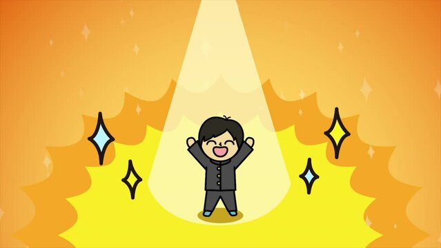 男子学生の歓喜と絶望のイメージカッ4種セット（うれしい・くやしい・文字なし）