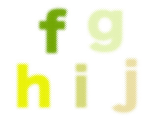 ハーフトーンのアルファベットのセット　f g h i j  カラー