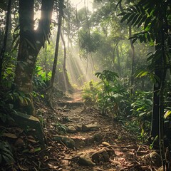 Hiking on a jungle trail 