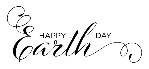 Happy Earth Day – Calligraphy brush text banner with transparent background.