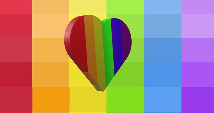Image of rainbow heart on colorful background