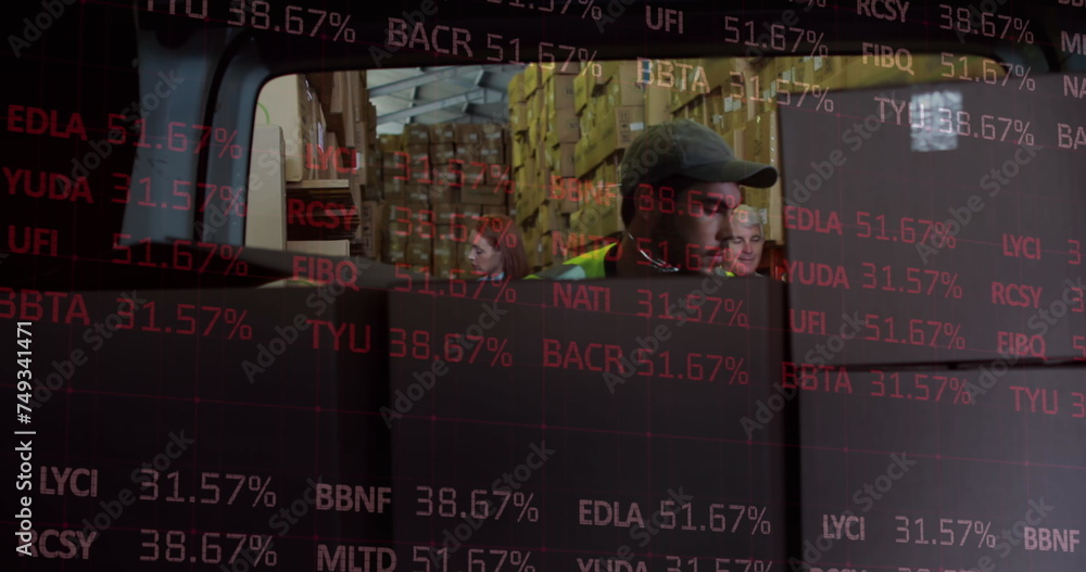 Poster image of data processing over man packing boxes into car