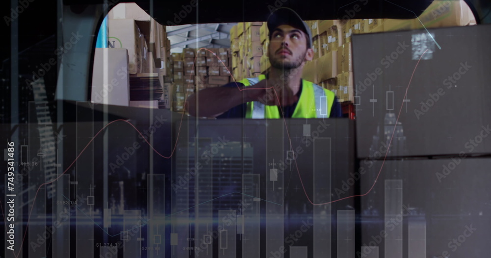 Poster image of data processing over man packing boxes into car
