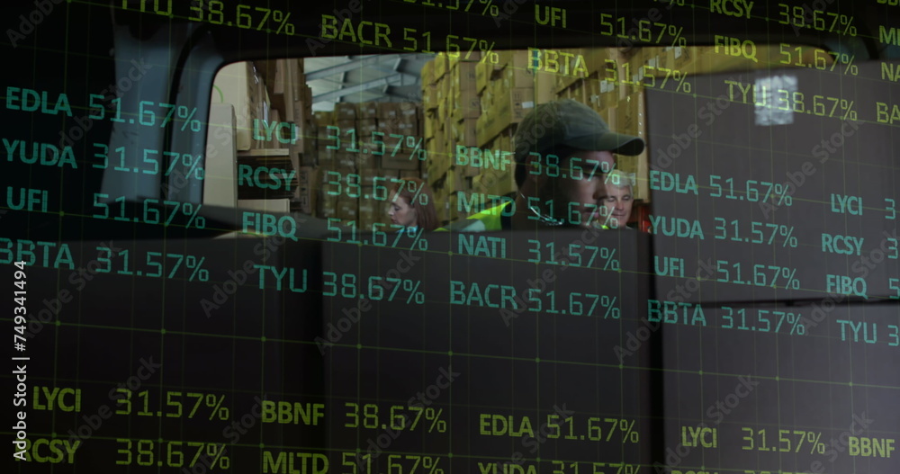 Poster image of data processing over man packing boxes into car