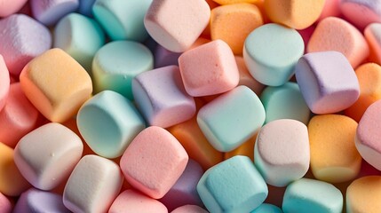 Realistic Background of Appetizing Multicolored Pastel Marshmallows