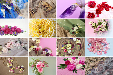 A floral collage of various flowers.