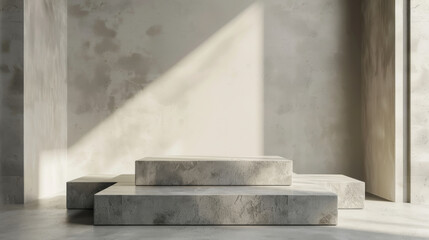 concrete podium for display product. Background for cosmetic product branding, identity and packagin
