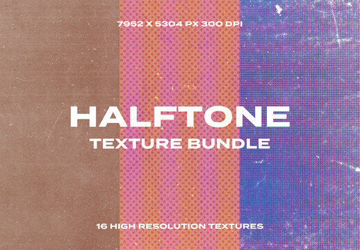 Halftone Photo Illustration Risograph Printer Grain Overlay Texture Pack Bundle Effect Surface