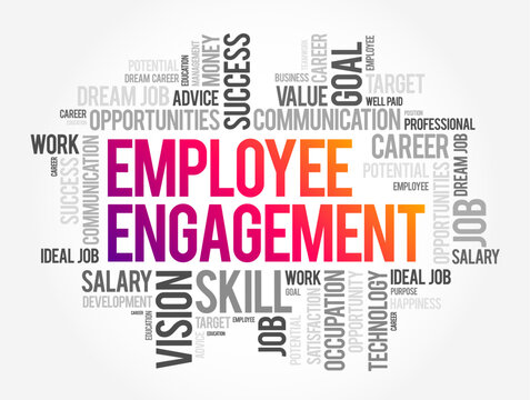 Employee Engagement - describes the level of enthusiasm and dedication a worker feels toward their job, word cloud concept background