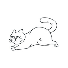 The cat is running color element. Cartoon cute animal.