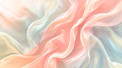 Abstract wavy silky mesh illustration. Pastel peach gradient smooth texture background.