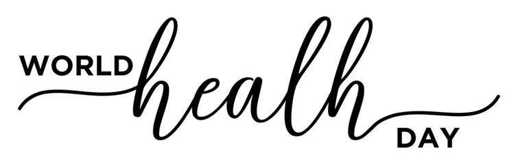 World Health Day – Calligraphy brush text banner with transparent background.