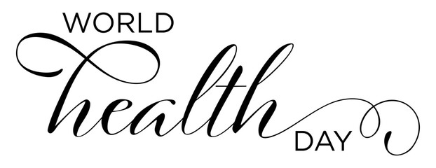 World Health Day – Calligraphy brush text banner with transparent background.