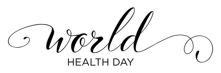 World Health Day – Calligraphy brush text banner with transparent background.