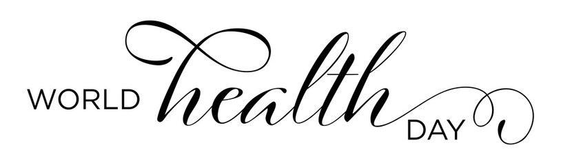 World Health Day – Calligraphy brush text banner with transparent background.