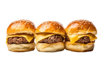 Trio of Sliders Isolated on a Transparent Background