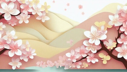Background of dancing cherry blossom petals