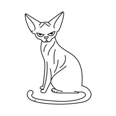 Sitting sphinx cat color element. Cartoon cute animal.