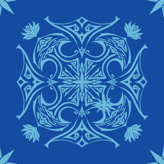 Flower seamless pattern blue shade color number 9