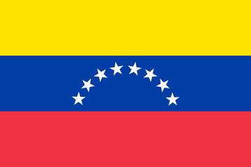 Close-up of yellow, blue, red and white national flag of South American country of Venezuela with white stars. Illustration made February 10th, 2024, Zurich, Switzerland.