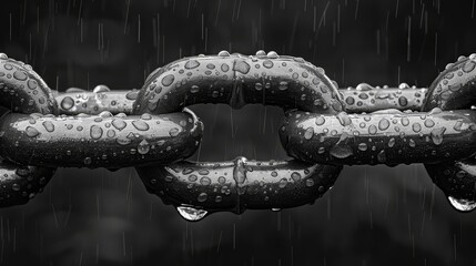 chain link on the chain in the rain