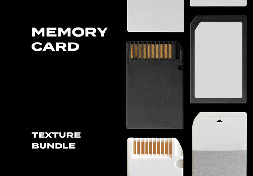 Memory Card Flash Drive SSD HDD Overlay Texture Pack Bundle Effect Surface Mockup