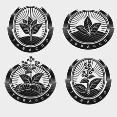 Tobacco leaf label and icon set. Collection icons tobacco. Vector
