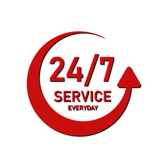 24 hours service everyday clock with arrow icon vector