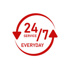 24 hours service everyday clock with arrow icon vector
