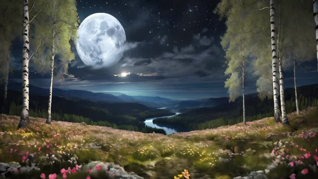 Night landscape with beautiful nature