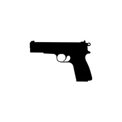 Silhouette of Hand Gun also known as Pistol, Flat Style, can use for Art Illustration, Logo Gram, Pictogram, Website or Graphic Design Element. Vector Illustration