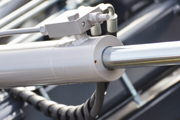 Obraz premium Piston or actuator of hydraulic and pneumatic machine. Technology and engineering