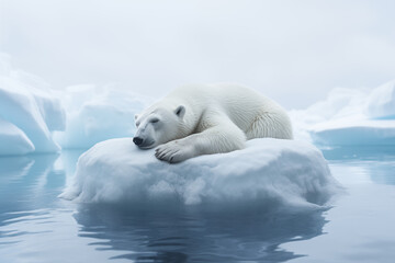 Polar Bear Resting on a Diminishing Iceberg