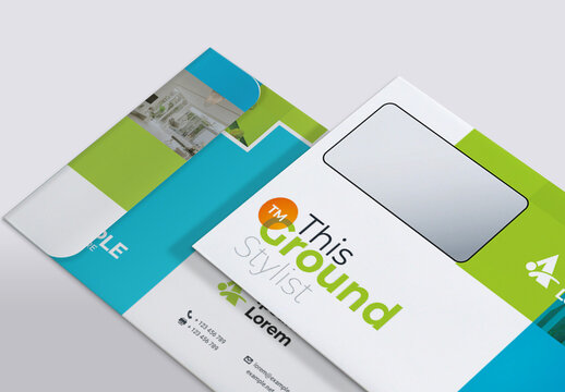 Blue And Green Business B5 Envelope With Boxs