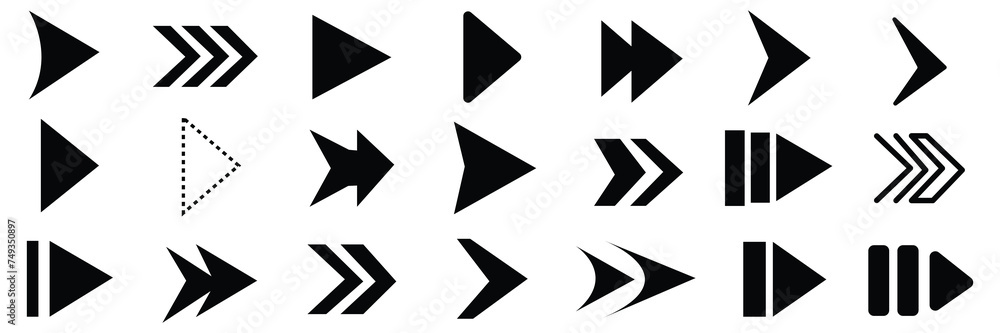 Aufkleber arrows set of 21 black icons. arrow icon. arrow vector collection. arrow. cursor. modern simple arro