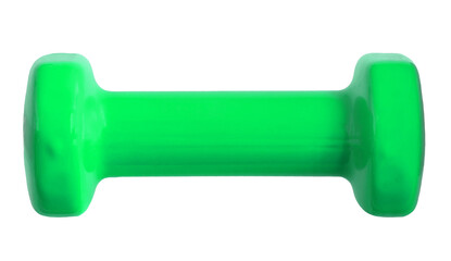 Green dumbbells 1.5 kg. isolated on white background.
