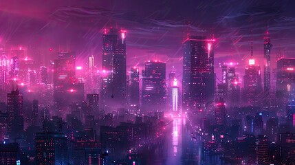 Fototapeta na wymiar futuristic cyberpunk city at night, neon lights
