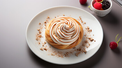 Swirled Meringue with Caramel.
Elegant swirled meringue dessert with caramel drizzle.