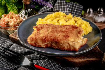Fried cod fillet served.