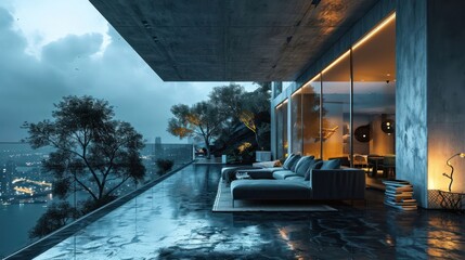 Fototapeta premium Minimalist home in an urban setting, emphasizing clean lines and modern design