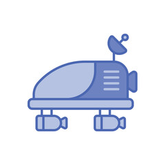 Blue duo tone Space Car vector icon