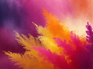 Purple, pink and yellow ink paint splash abstract background