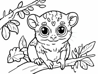 Tarsier or Tarsius Pumilus Tales. Primate Cartoon Characters for Coloring and Illustration.