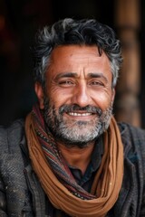 Fototapeta premium emotional portrait of happy pakistani man, ai generated