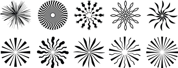 sunburst graphic sunshine element set abstract vector background