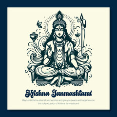 Krishna Janmashtami social media template 
