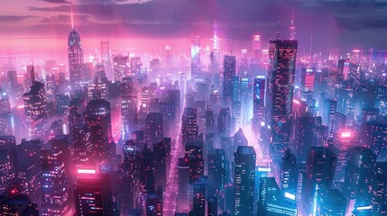 Cyberpunk streets illustration, futuristic city, dystoptic artwork at night