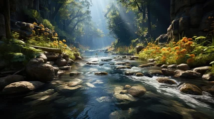 Foto op Plexiglas waterfall in the forest © faiz