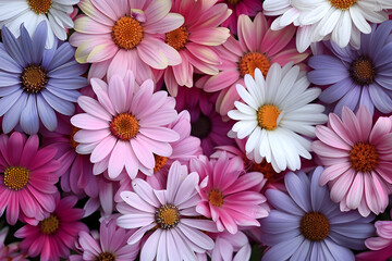 illustration of a background of daisies next to each other, an image in pink shades, a delicate spring background