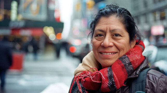 A Vibrant Photo of a Mature Hispanic Woman in New York